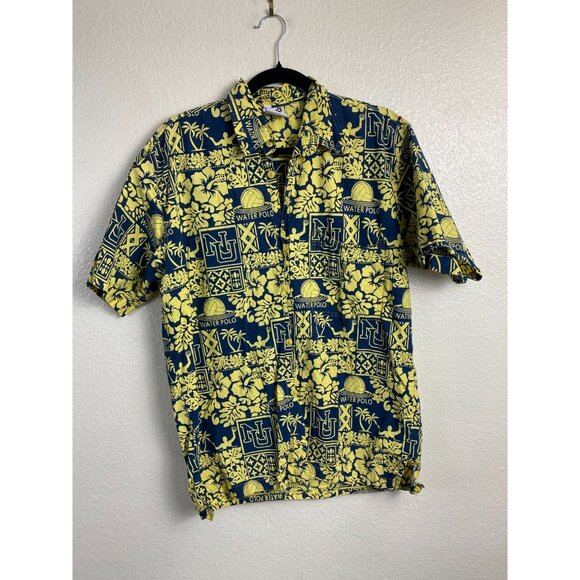 Wet Dog Men size Medium Hawaiian Water Polo Shirt Cotton Short Sleeve yellow Tro - Picture 16 of 16